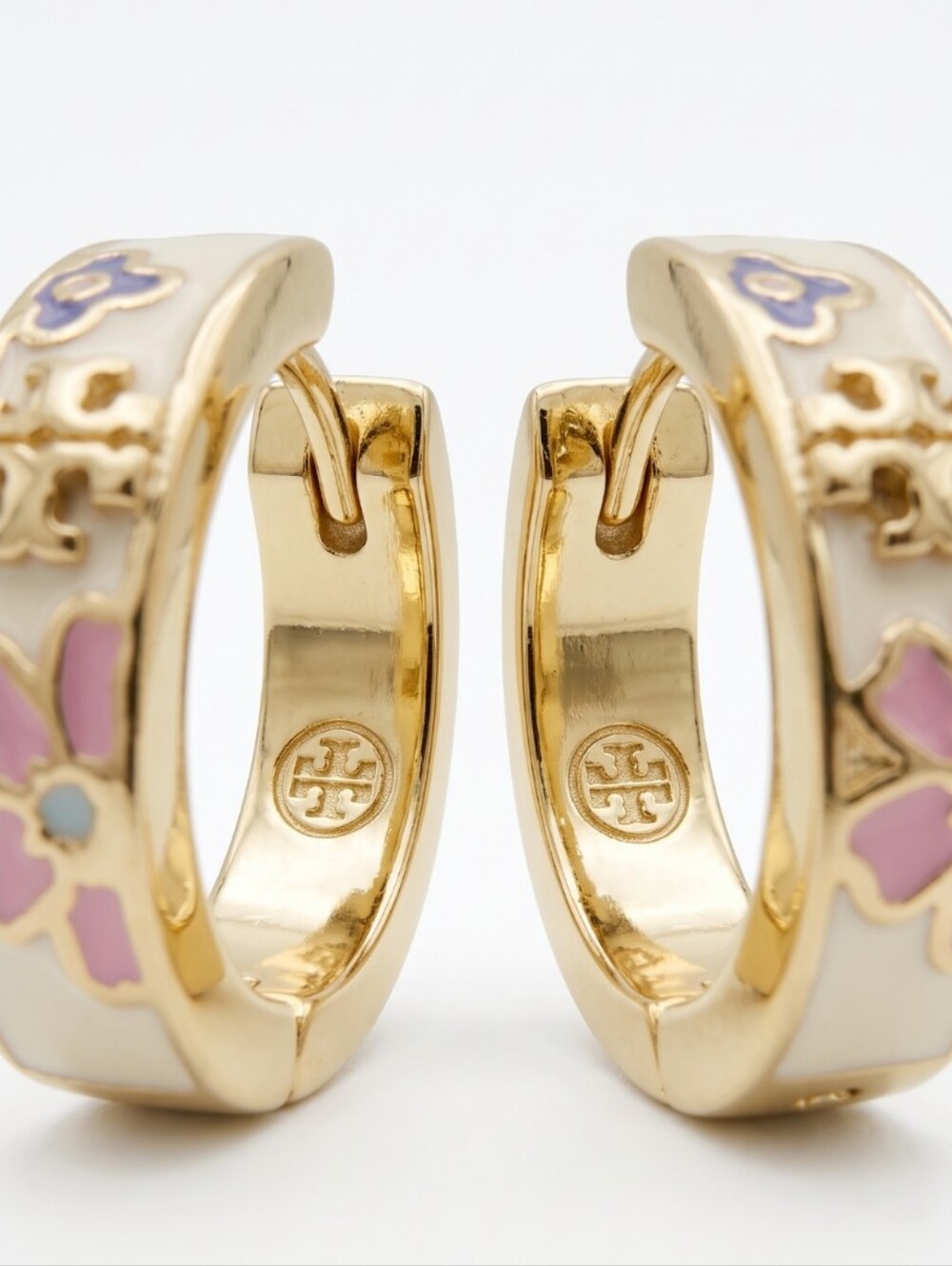 Tory Burch Fresh Sweet Enamel Floral Huggie Earrings